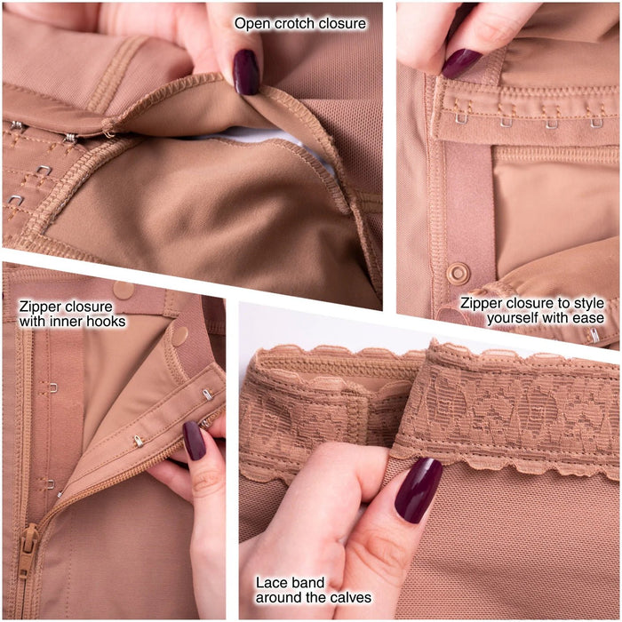 SONRYSE 010 Faja | Built - in Bra, High Back Knee Length Post Surgery Bodysuit - Colombian Shapewear | Siluets