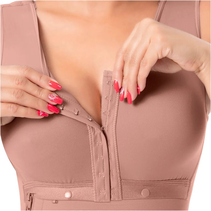 SONRYSE 010 Faja | Built - in Bra, High Back Knee Length Post Surgery Bodysuit - Colombian Shapewear | Siluets