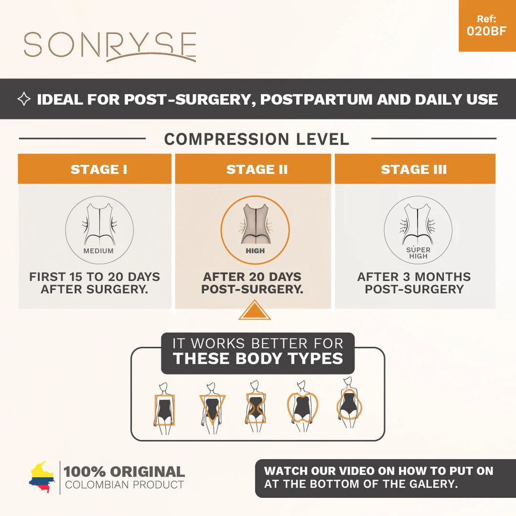 Sonryse 024ZF Colombian Shapewear Vest – High Compression Open Bust Tummy Control Girdle with Adjustable Straps | Daily Use Powernet Shaper