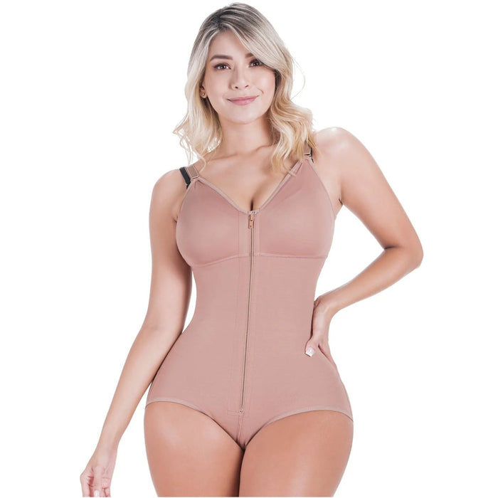 Sonryse 022ZF Colombian Faja – High Compression Postpartum & Post - Surgery Bodysuit with Built - In Bra and Powernet Support - Colombian Shapewear | Siluets