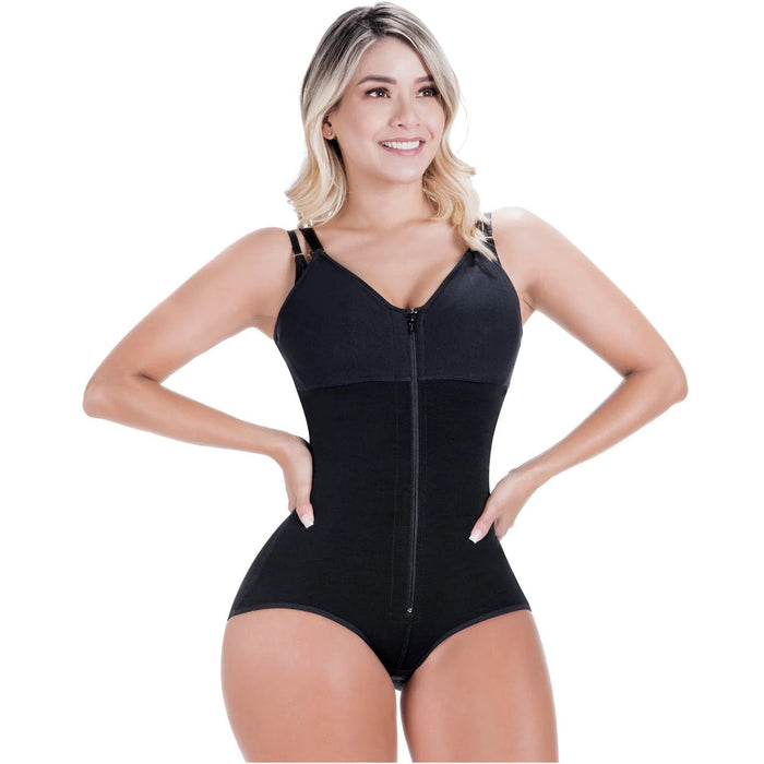 Sonryse 022ZF Colombian Faja – High Compression Postpartum & Post - Surgery Bodysuit with Built - In Bra and Powernet Support - Colombian Shapewear | Siluets