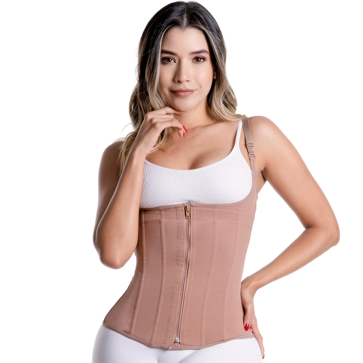 Sonryse 024ZF Colombian Shapewear Vest – High Compression Open Bust Tummy Control Girdle with Adjustable Straps | Daily Use Powernet Shaper