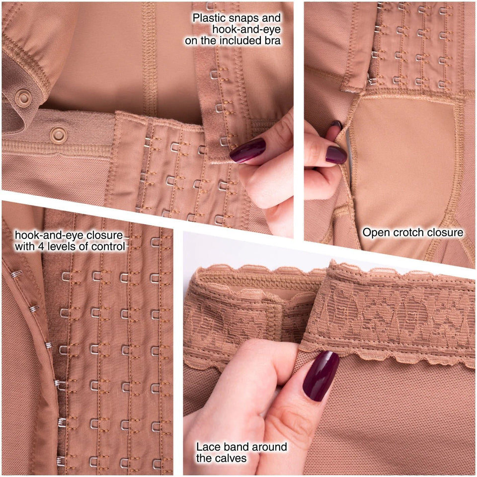 SONRYSE 052 | Colombian Full Body Shaper for Post Surgery with Built - in Bra | Butt Lifting Effect and Tummy Control Siluets
