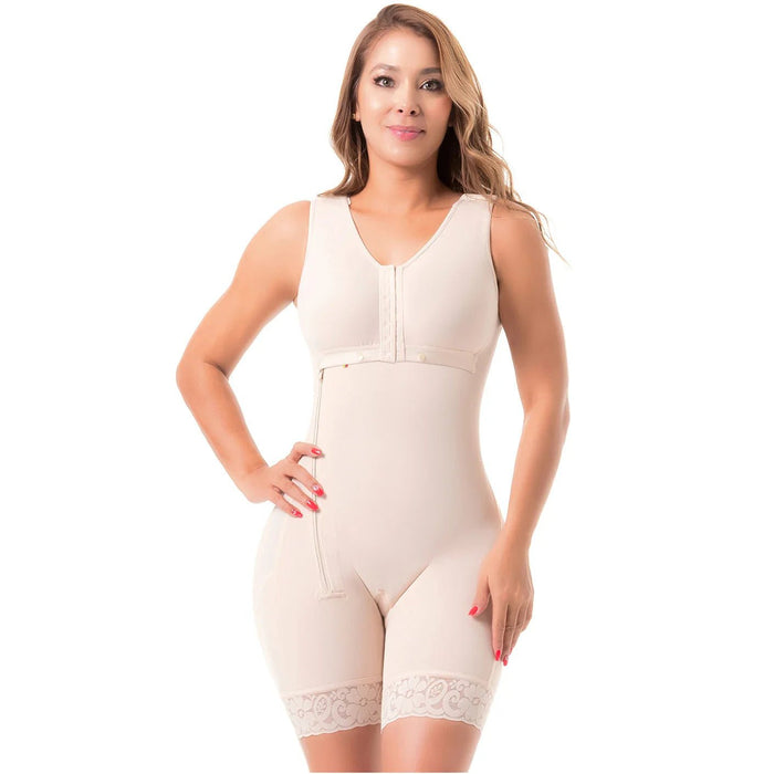 SONRYSE 053 | Colombian Mid - Thigh Post - Op Girdle with Built - in Bra | Postpartum Shapewear | Powernet - Colombian Shapewear | Siluets