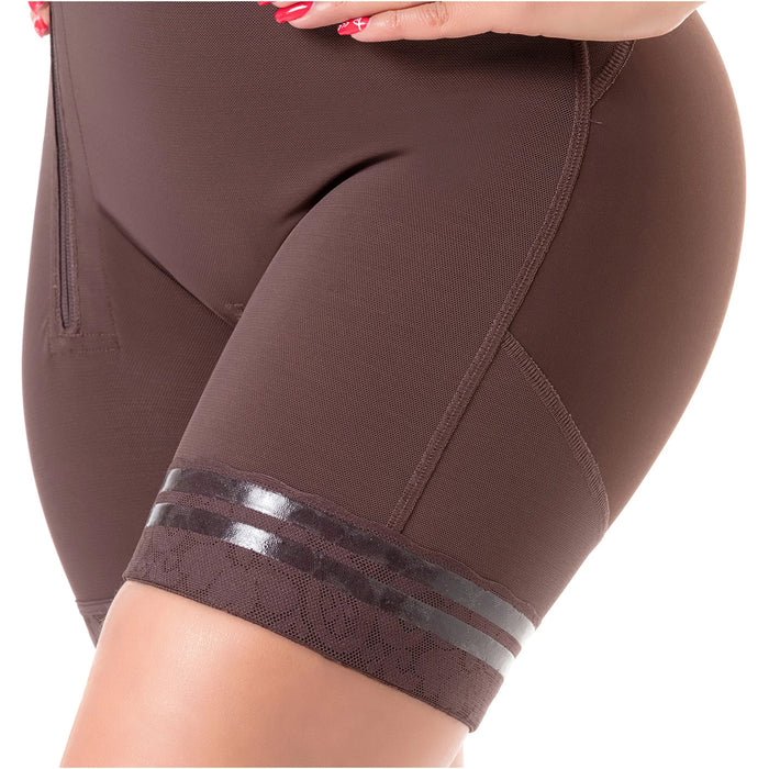SONRYSE 053 | Colombian Mid - Thigh Post - Op Girdle with Built - in Bra | Postpartum Shapewear | Powernet - Colombian Shapewear | Siluets
