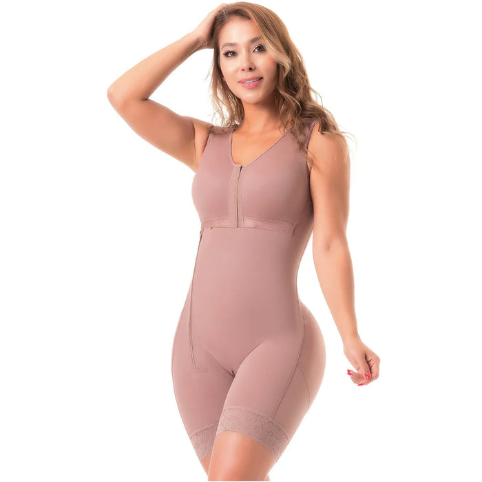 SONRYSE 053 | Colombian Mid - Thigh Post - Op Girdle with Built - in Bra | Postpartum Shapewear | Powernet - Colombian Shapewear | Siluets