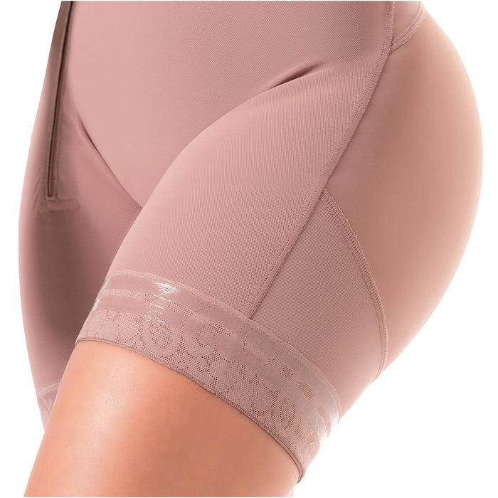 SONRYSE 053 | Colombian Mid - Thigh Post - Op Girdle with Built - in Bra | Postpartum Shapewear | Powernet - Colombian Shapewear | Siluets