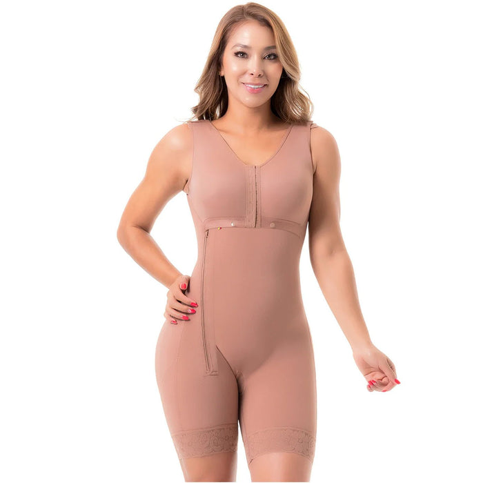 SONRYSE 053 | Colombian Mid - Thigh Post - Op Girdle with Built - in Bra | Postpartum Shapewear | Powernet - Colombian Shapewear | Siluets