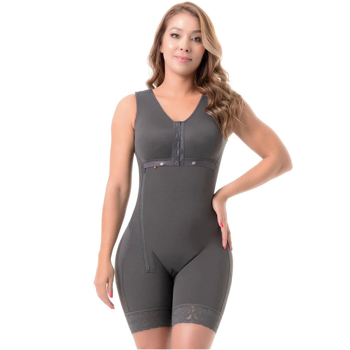 SONRYSE 053 | Colombian Mid - Thigh Post - Op Girdle with Built - in Bra | Postpartum Shapewear | Powernet - Colombian Shapewear | Siluets