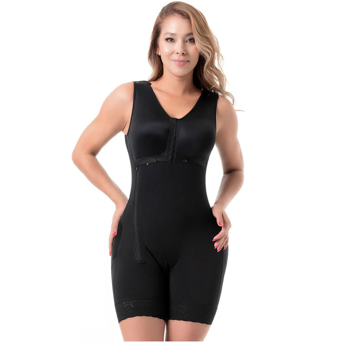 SONRYSE 053 | Colombian Mid - Thigh Post - Op Girdle with Built - in Bra | Postpartum Shapewear | Powernet - Colombian Shapewear | Siluets