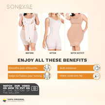 Sonryse 058BF Colombian Postpartum & Post - Surgery Stage 2 Faja – High Compression Full Body Shaper with Built - in Bra & Butt Lift | Powernet - Colombian Shapewear | Siluets