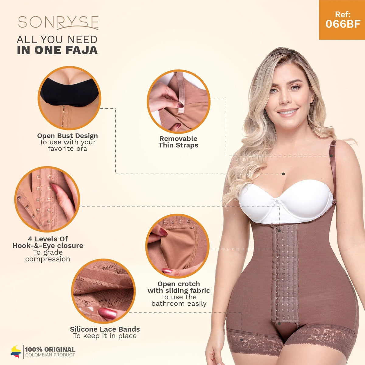 Sonryse 066 Braless Body Shaper Short – Colombian Post - Lipo Faja - Colombian Shapewear | Siluets