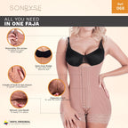 Sonryse 068BF Colombian Postpartum & Post - Surgery Faja – High Compression Tummy Control Bodysuit with Open Bust & Butt Lift | Powernet Shapewear - Colombian Shapewear | Siluets