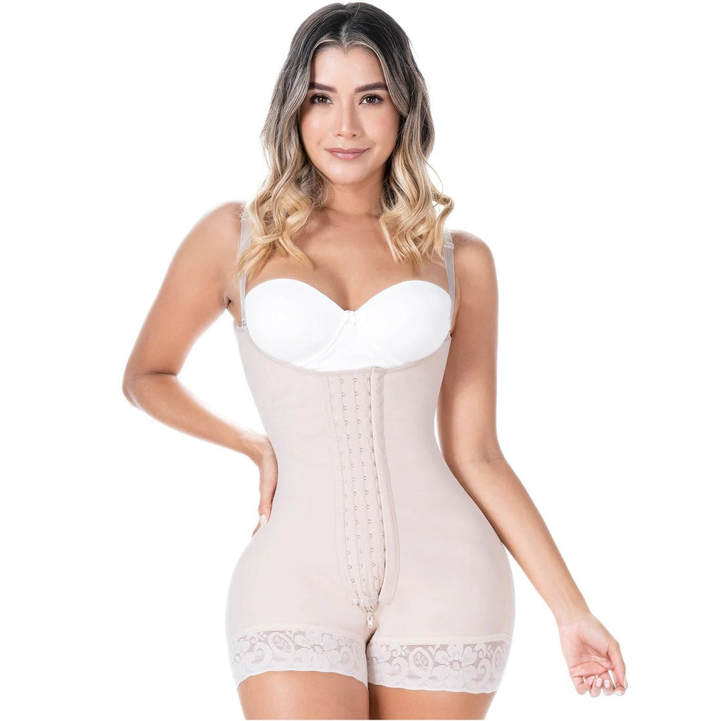 Sonryse 068BF Colombian Postpartum & Post - Surgery Faja – High Compression Tummy Control Bodysuit with Open Bust & Butt Lift | Powernet Shapewear - Colombian Shapewear | Siluets