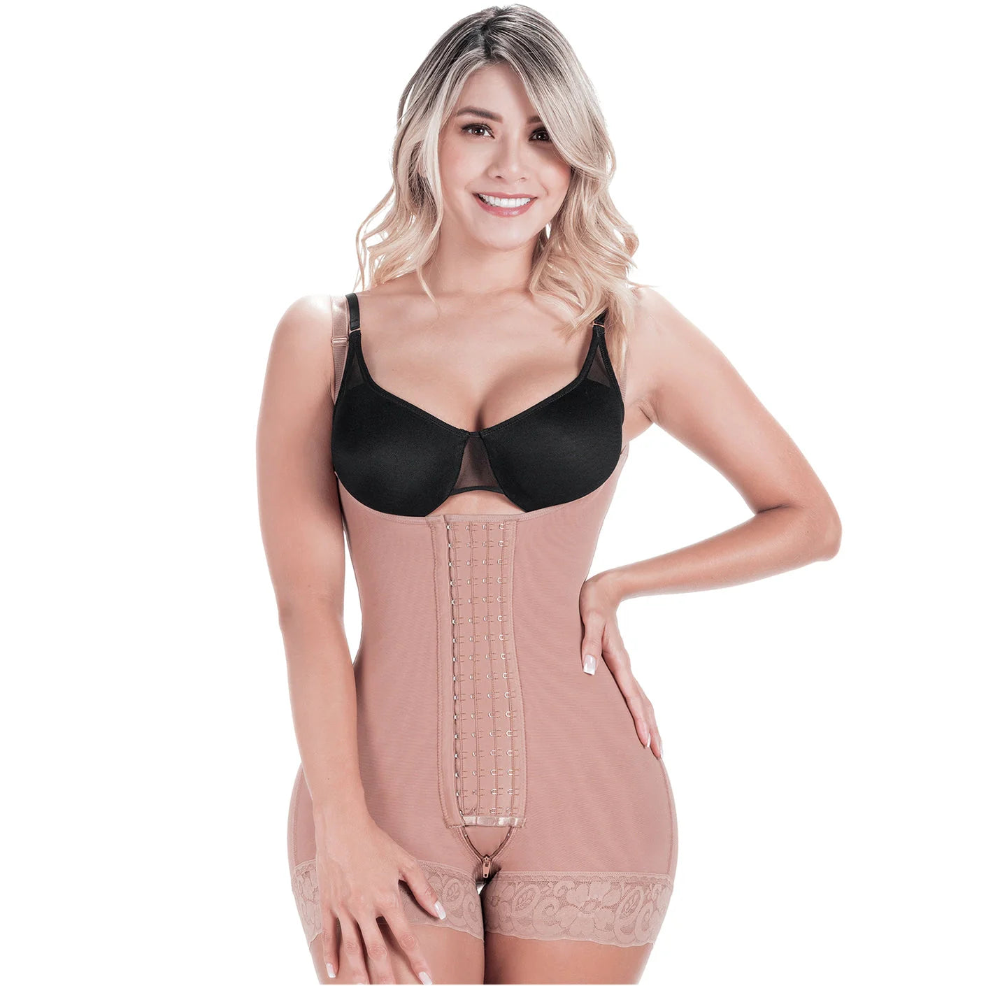 Sonryse 068BF Colombian Postpartum & Post-Surgery Faja – High Compression Tummy Control Bodysuit with Open Bust & Butt Lift | Powernet Shapewear