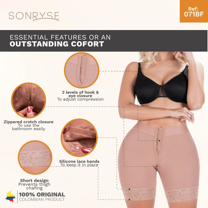 Sonryse 071BF Colombian Butt Lifting Shapewear Shorts – High Waist Tummy Control Powernet Faja for Women | Daily Use Compression Shorts - Colombian Shapewear | Siluets