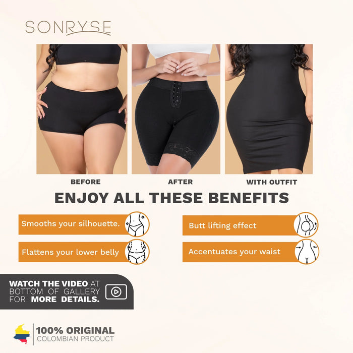 Sonryse 071BF Colombian Butt Lifting Shapewear Shorts – High Waist Tummy Control Powernet Faja for Women | Daily Use Compression Shorts - Colombian Shapewear | Siluets