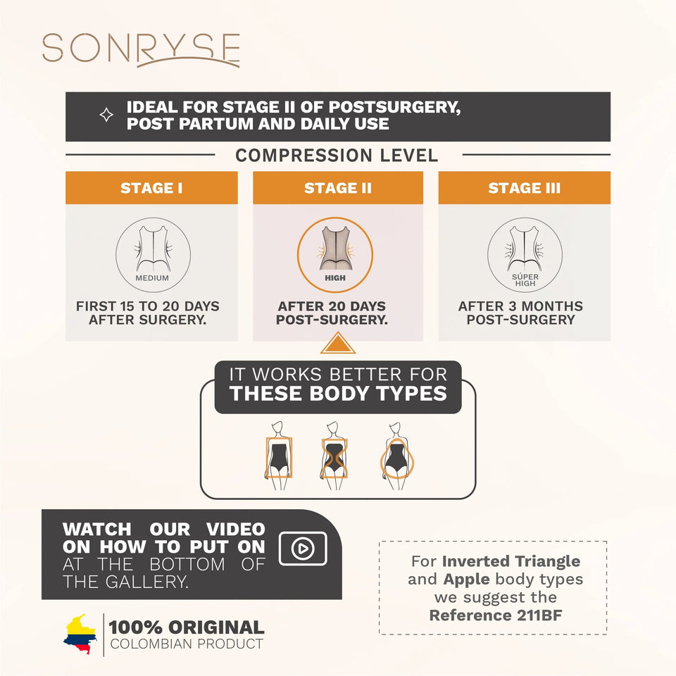 Sonryse 086 Post - Lipo Body Shaper with Bra – Short Body Compression - Colombian Shapewear | Siluets