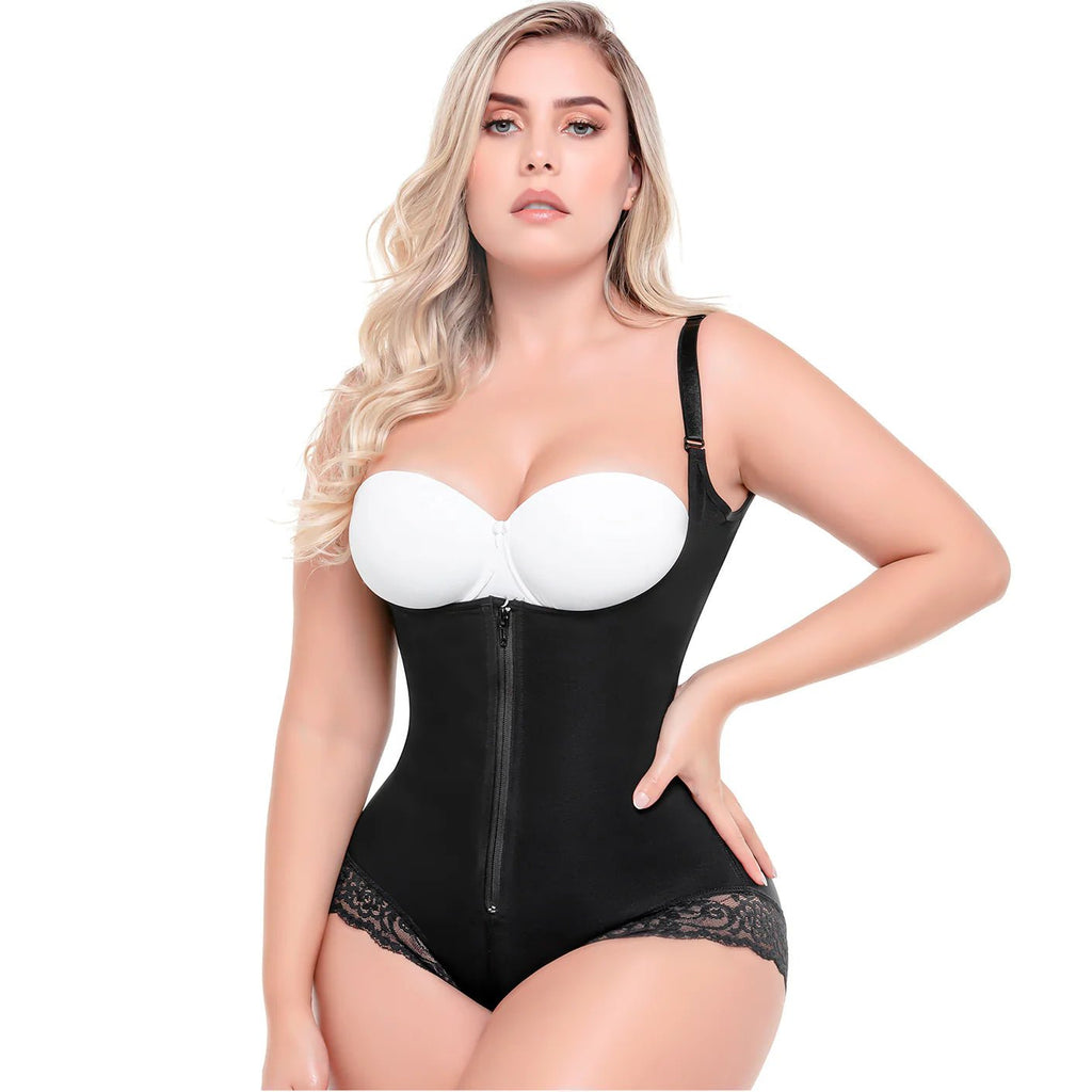 Sonryse 413ZF Colombian Bodysuit – Open Bust Shapewear with Zipper & Removable Straps | Post Surgery & Daily Tummy Control Faja - Colombian Shapewear | Siluets