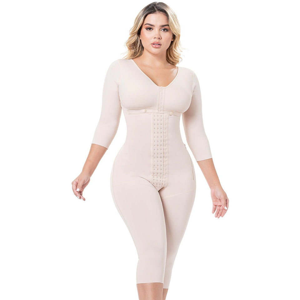 Sonryse M104BF Colombian Faja – Stage 1 Post Surgery BBL Compression Garment with Built - In Bra & 3/4 Sleeves - Colombian Shapewear | Siluets