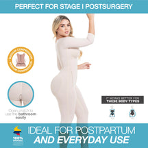 Sonryse M104BF Colombian Faja – Stage 1 Post Surgery BBL Compression Garment with Built - In Bra & 3/4 Sleeves - Colombian Shapewear | Siluets