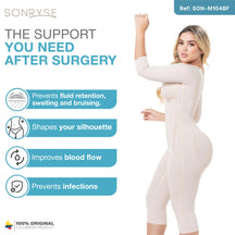 Sonryse M104BF Colombian Faja – Stage 1 Post Surgery BBL Compression Garment with Built - In Bra & 3/4 Sleeves - Colombian Shapewear | Siluets