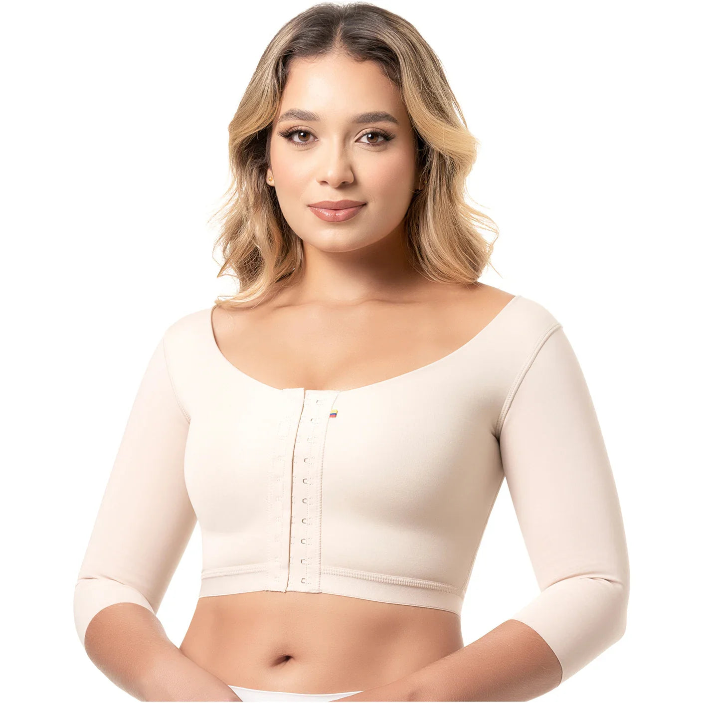 Sonryse M62BF Post-Surgery Bra – Front Closure Compression Bra with Sleeves & Posture Support for Breast Augmentation Recovery