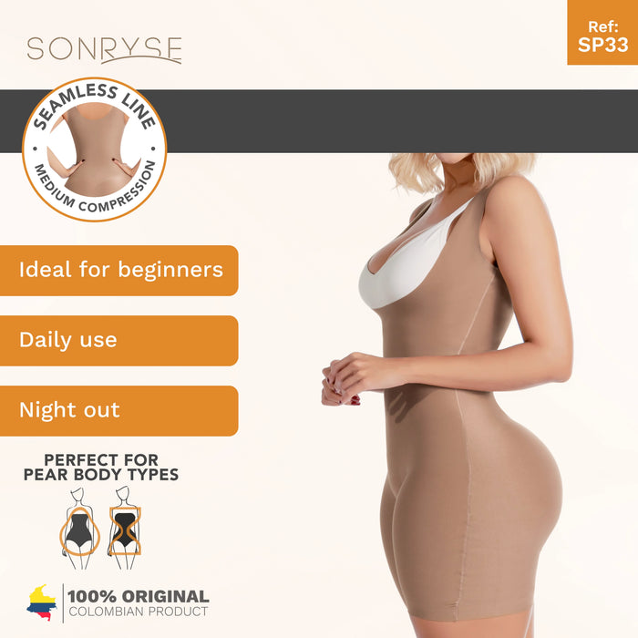 Sonryse SP33NC Colombian Shapewear for Women – Low Compression Short Faja with Open Bust & Ultra - Light Microfiber for Daily Use and Night Out - Colombian Shapewear | Siluets