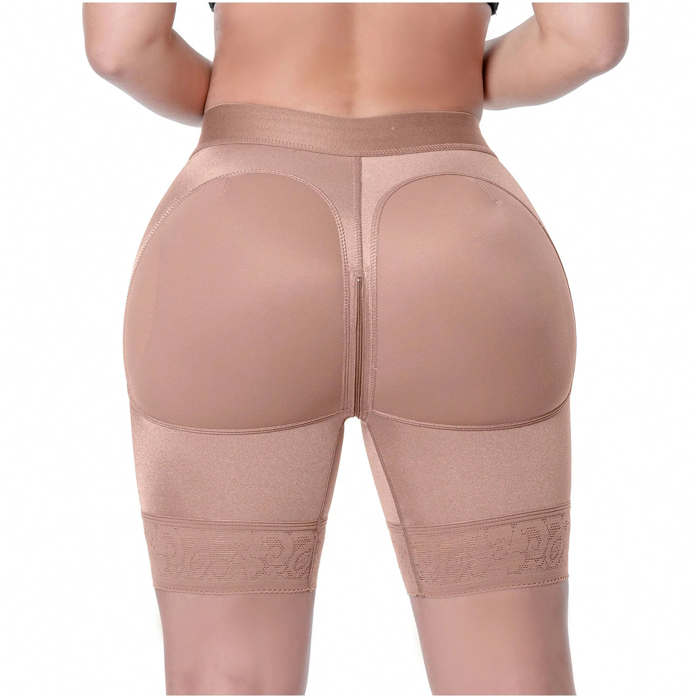 Beige shapewear leggings on a white background