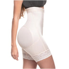 White shapewear garment worn by a person on a white background
