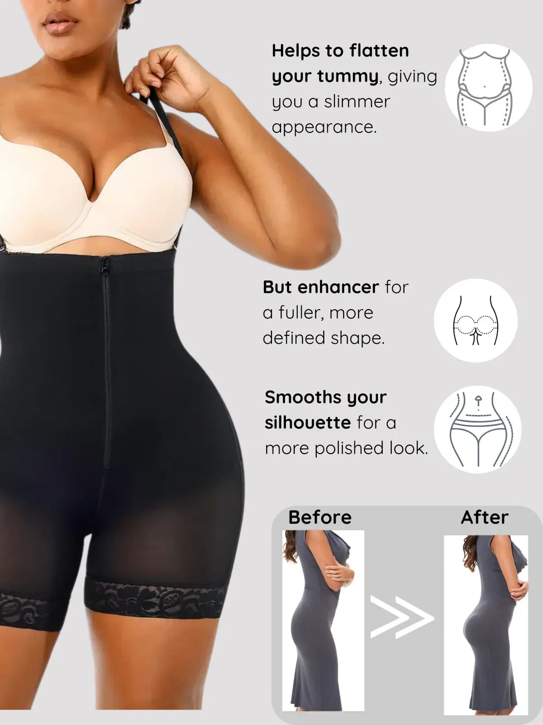 Siluet 1027 Braless Mid-Thigh Minimizer Bodysuit – Full Body Shaping & Everyday Comfort Siluets