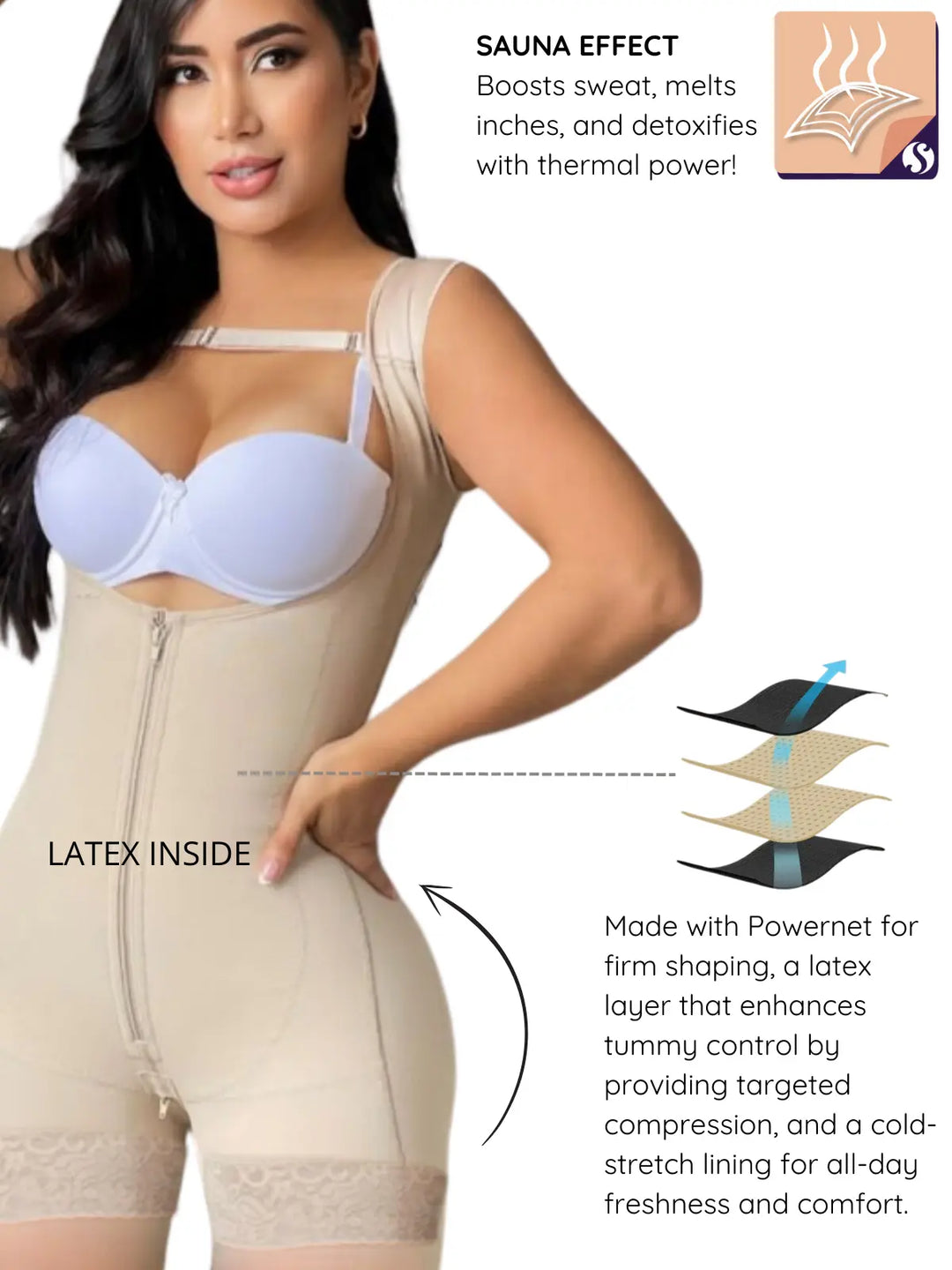 Siluet 1028 Bodysuit Slimming Shaper with Latex – Full Body Control & Everyday Comfort Siluets