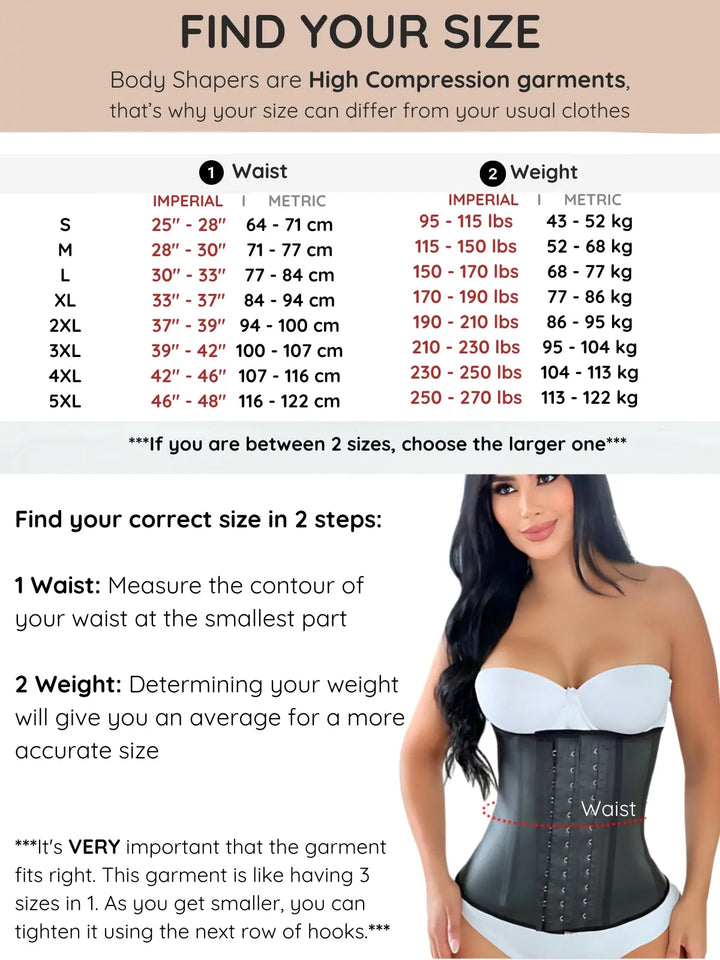 Siluet F20N/F21 High-Compression Natural Latex Waist Trainer with Triple Hook-and-Eye Closure Siluets