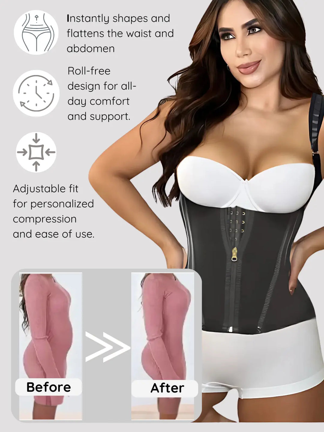 Siluet High-Compression Waist Cincher with Zipper in Durable Powernet Siluets