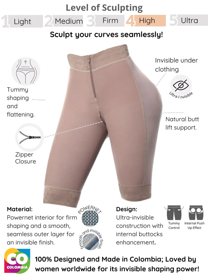 Siluet SF70014AL Invisible High-Compression Knee-Length Shaper with Zipper | Ultra-Sleek & Seamless Design Siluets