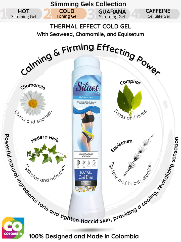 Siluet Thermal Effect Cold Gel with Seaweed & Chamomile – Calming & Tonifying Solution for Flaccid Skin (10.6 oz) Siluets