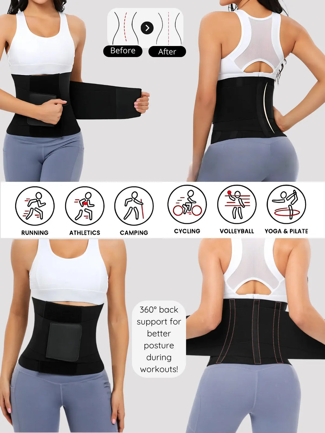 Siluet Triple-Strap Adjustable Waist Trainer – For Workouts & Everyday Shaping Siluets