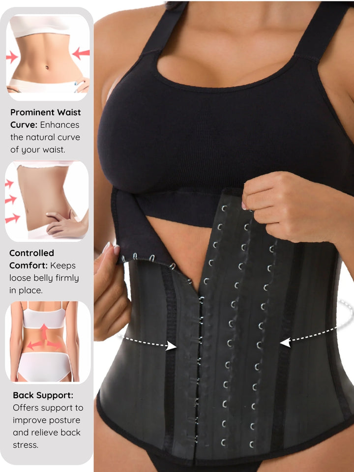 Siluet F20N/F21 High-Compression Natural Latex Waist Trainer with Triple Hook-and-Eye Closure