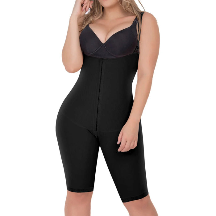 UpLady 6712 Open Bust Tummy Control Butt Lifter Bodysuit | Knee - Length Powernet Faja - Colombian Shapewear | Siluets