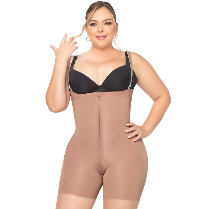 UpLady 6249 Colombian Faja – Stage 1 Open Bust Seamless Tummy Control Shapewear for Women Knee - Length - Colombian Shapewear | Siluets