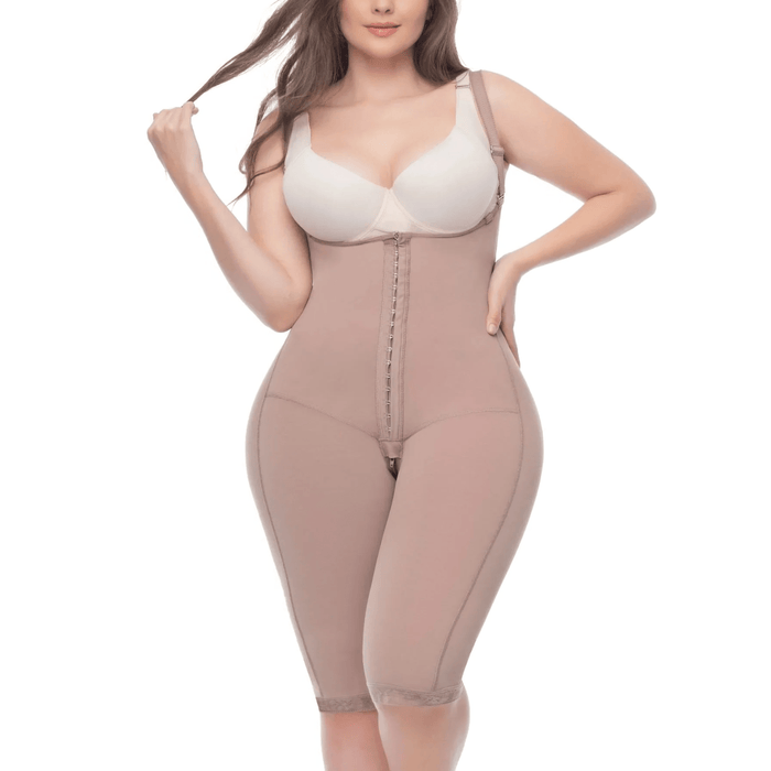UpLady 6712 Open Bust Tummy Control Butt Lifter Bodysuit | Knee - Length Powernet Faja - Colombian Shapewear | Siluets