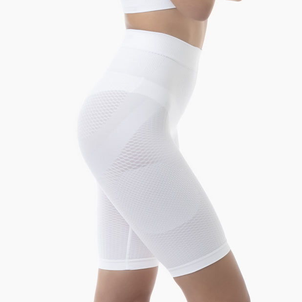 White compression shorts on a white background