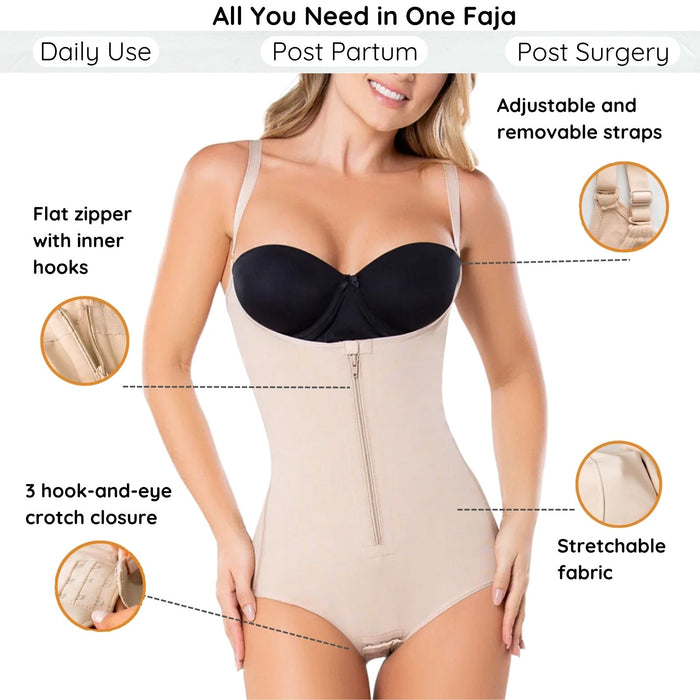 Colombian Braless Bodysuit Shaper – Open Bust, High Compression, Adjustable Straps | Tummy & Back Control – Made in Colombia - Colombian Shapewear | Siluets