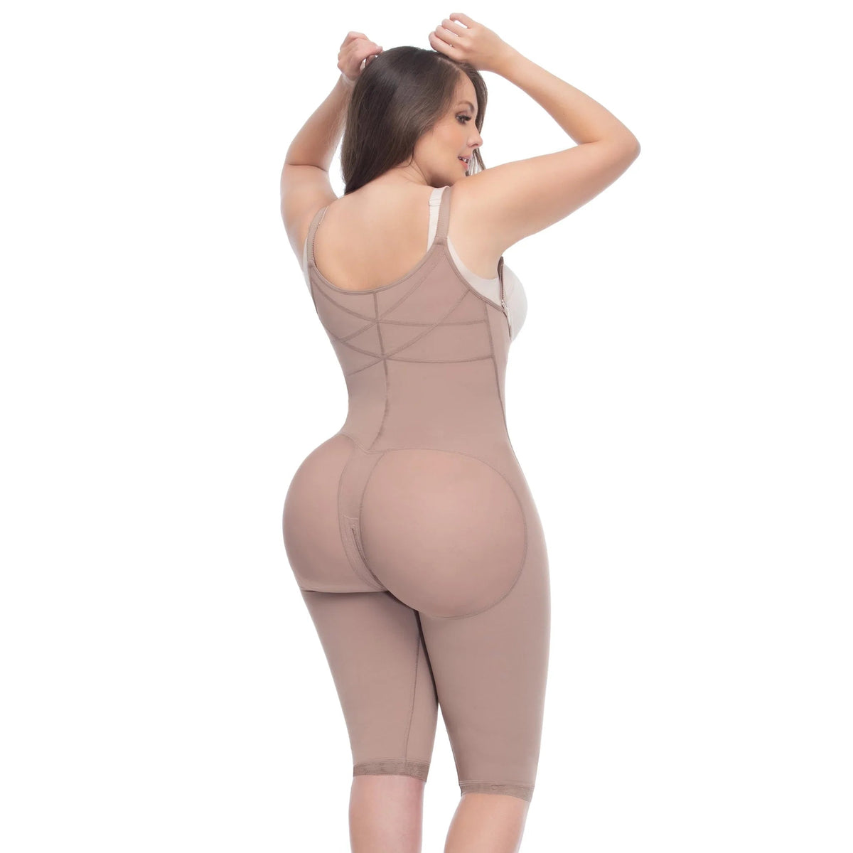 UpLady 6712 Open Bust Tummy Control Butt Lifter Bodysuit | Knee - Length Powernet Faja - Colombian Shapewear | Siluets