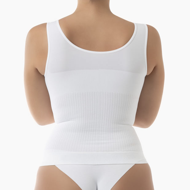 White bodysuit worn by a mannequin on a white background