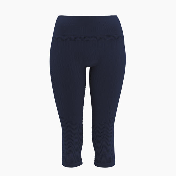 Navy blue capri leggings on a white background