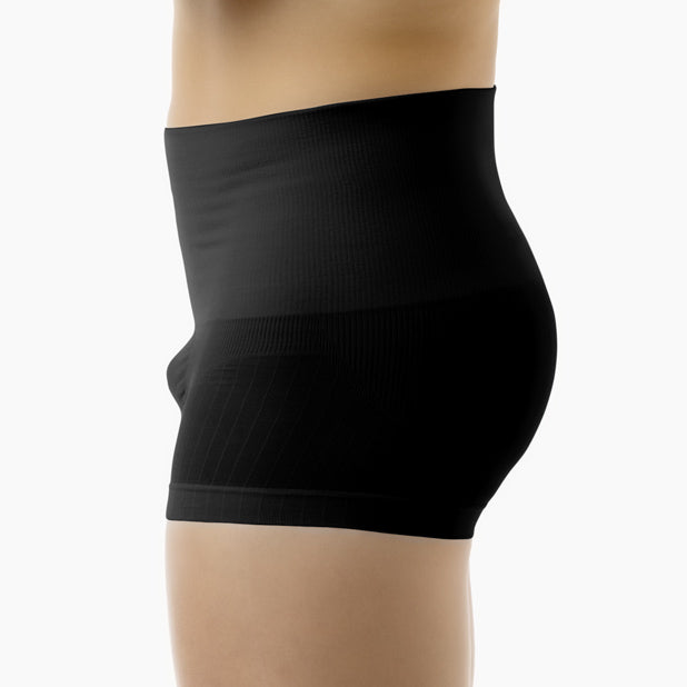 Black shapewear worn by a mannequin on a white background