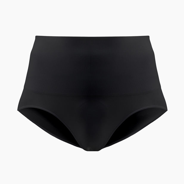 Black high-waisted underwear on a white background