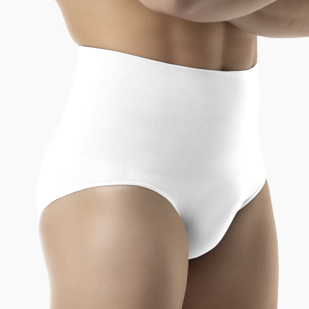 White thong worn by a mannequin on a white background