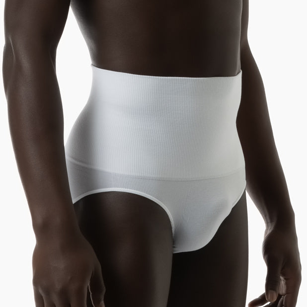 White men's underwear on a white background